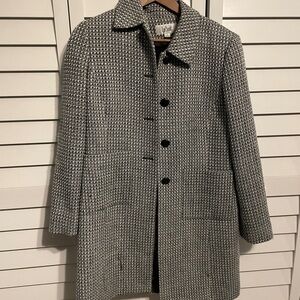 LeSuit Black and White Woven Textured Coat